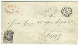 1856  1Fr. Strubel Einzelfrankatur nach Leipzig